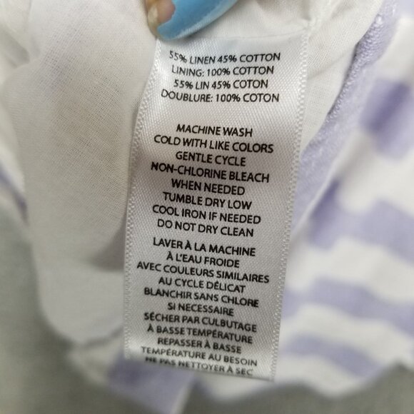 beachlunchlounge Dress Womens XL Purple White Striped Linen Blend Sleeveless - Picture 10 of 14